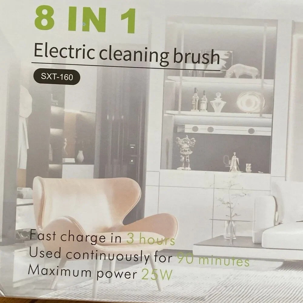 8-in-1 Electric Cleaning Brush Cordless USB-C Rechargeable Scrubber New - Picture 1 of 10